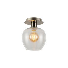 DK1421  Lori 15cm Round Ceiling Flush, 1 Light Flush Fitting E27, Satin Nickel/Clear Wine Shades